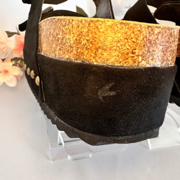 Black Platform Large Buckle Sandals, Size 9 - Picture 6 of 16